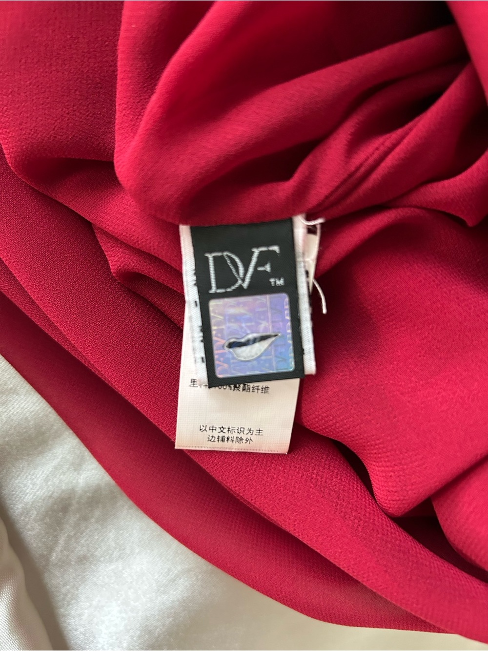 Diane Von Furstenberg Vintage Red Dress with Braided Collar Detail Long Sleeve - Picture 5 of 10